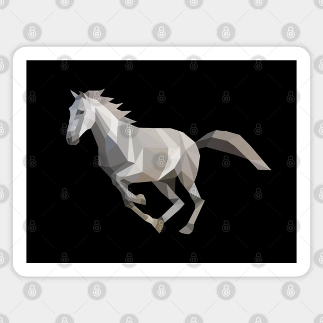 White Low Poly Horse Sticker by shaldesign